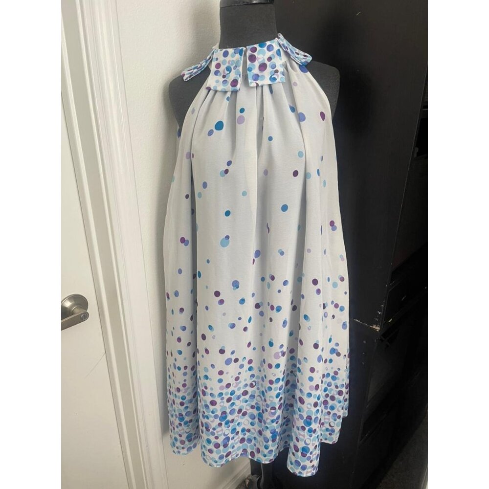 Flowy Confetti Print Dress - Halter Neckline